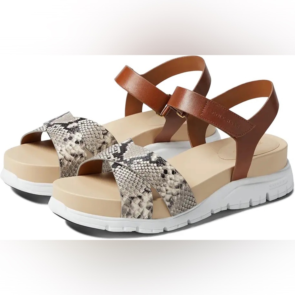 Cole Haan Zerogrand Crisscross Sandal Soho Snake Brown